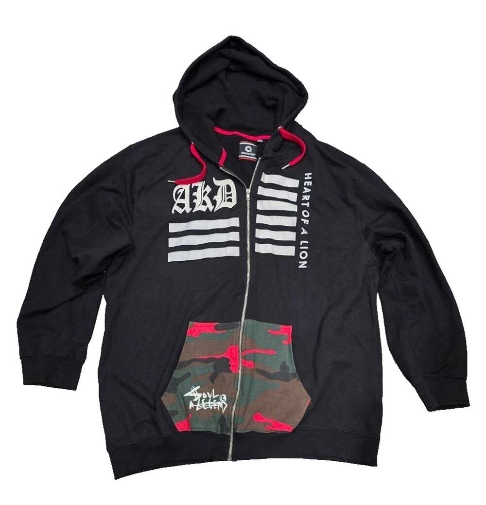 akademiks hoodie 4XL Black Y2K Red hip-hop mens Graphic full zip A003813